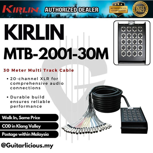 KIRLIN MTB-2001 20 Channel 30 Meter Multi-Track Snake Cable (XLR Male Female 20 In 20 Out Cable) ( MTB2001 / MTB 2001 )