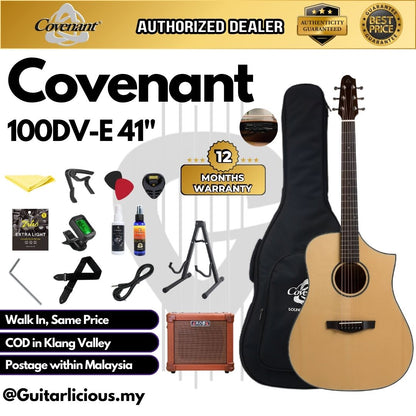 Covenant Guitar 100DV-E 41 inch Semi Acoustic Guitar with Covenant M2P Dual Channel Pick Up / Equalizer