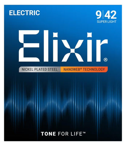 Elixir Strings 12002 Nanoweb Electric Guitar Strings (Super Light) – 9-42