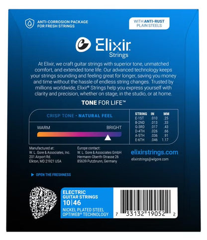 Elixir Strings 19052 Optiweb Electric Guitar Strings (Light) – 10-46