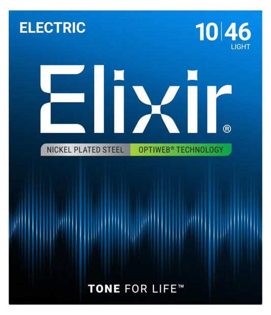 Elixir Strings 19052 Optiweb Electric Guitar Strings (Light) – 10-46