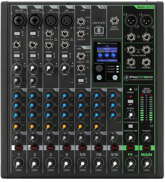 Mackie ProFX10 Go Battery-powered 10-channel Mixer with USB and Enhanced Effects