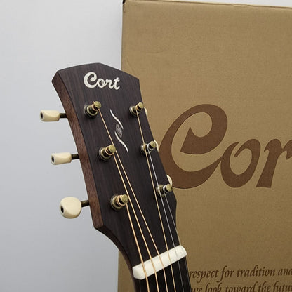 Cort Core-PE AMH All Mahogany Acoustic Guitar with Fishman Sonitone Pickup - Open Pore Black Burst (OPBB)