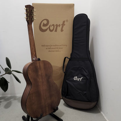 Cort Core-PE AMH All Mahogany Acoustic Guitar with Fishman Sonitone Pickup - Open Pore Black Burst (OPBB)