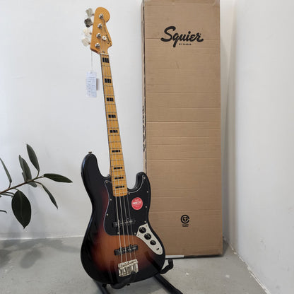 Squier by Fender Classic Vibe 70s Jazz 4 String Bass Guitar, Maple FB - 3-Tone Sunburst