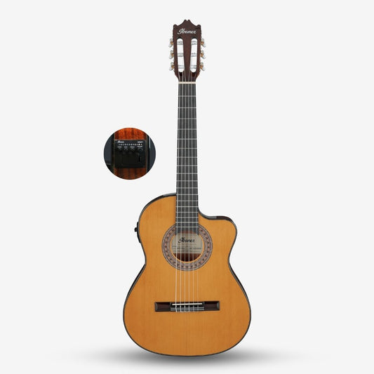 Ibanez GA5TCE3Q-AM 3/4 Size Thinline Cutaway Classical Electric Guitar Amber High Gloss ( GA5TCE3QAM / GA5TCE3Q AM )