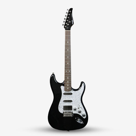 SQOE SEST700, Glitter Super Stratocaster HSS Electric Guitar with Alter Switch - Black ( SEST / SEST-700 / ST 700 )