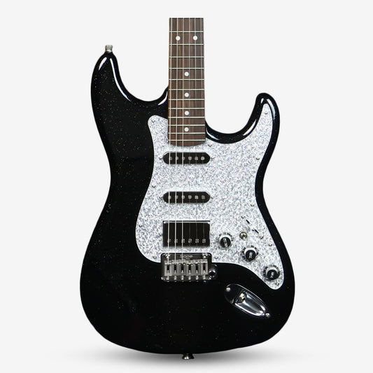 SQOE SEST700, Glitter Super Stratocaster HSS Electric Guitar with Alter Switch - Black ( SEST / SEST-700 / ST 700 )