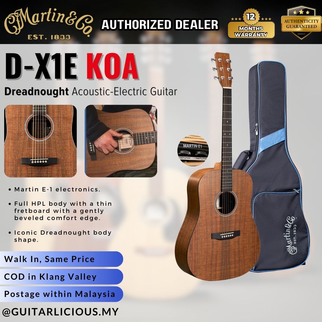 Martin D-X1E KOA Remastered X Series Dreadnought Acoustic-Electric Gui –  GUITARLICIOUS.MY