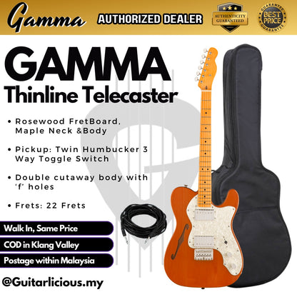 Gamma Thinline Telecaster Semi-Hollow Electric Guitar with bag (Gamma / KG07 / KG-07 )