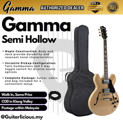 Gamma Semi Hollow Body Electric Guitar with Double Closed Humbucker (SGT)