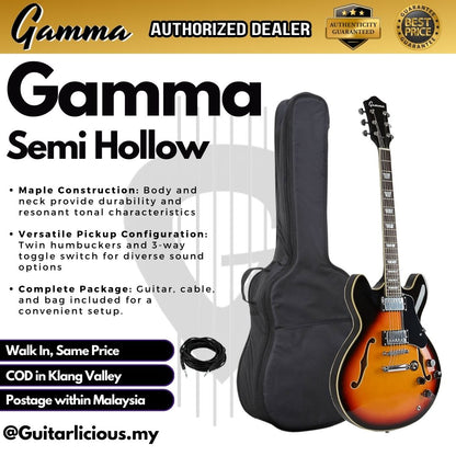 Gamma Semi Hollow Body Electric Guitar with Double Closed Humbucker (SGT)