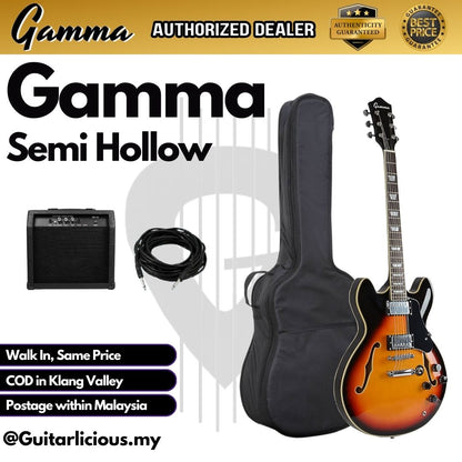 Gamma Semi Hollow Body Electric Guitar with Double Closed Humbucker (SGT)