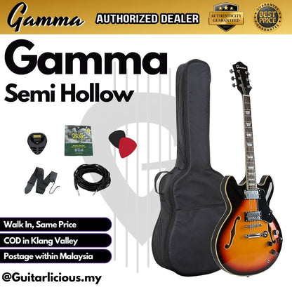 Gamma Semi Hollow Body Electric Guitar with Double Closed Humbucker (SGT)