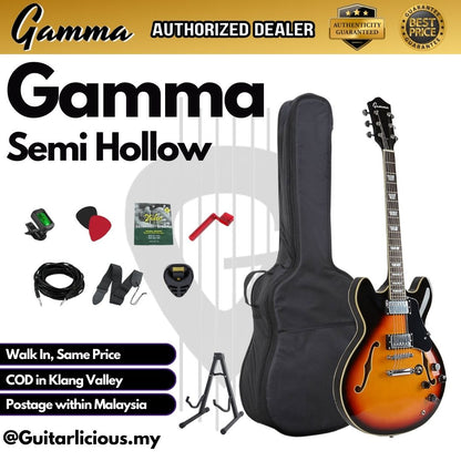 Gamma Semi Hollow Body Electric Guitar with Double Closed Humbucker (SGT)