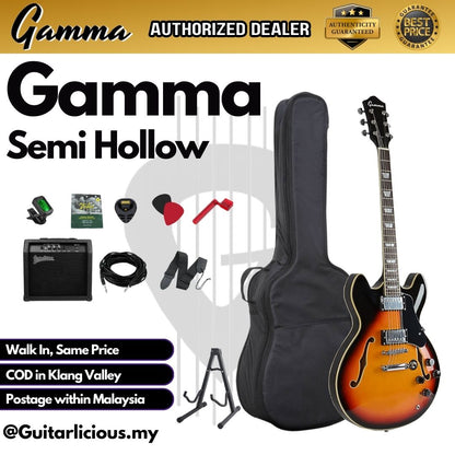 Gamma Semi Hollow Body Electric Guitar with Double Closed Humbucker (SGT)