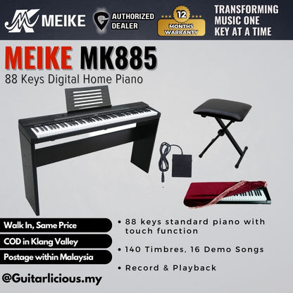 MEIKE 88 Keys Digital Electronic Piano with Semi-weighted Keys - (MK885)