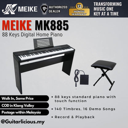 MEIKE 88 Keys Digital Electronic Piano with Semi-weighted Keys - (MK885)