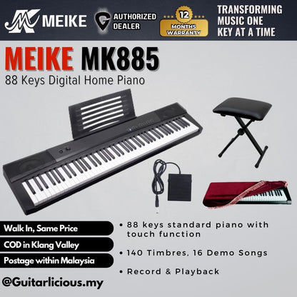 MEIKE 88 Keys Digital Electronic Piano with Semi-weighted Keys - (MK885)