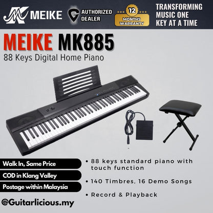 MEIKE 88 Keys Digital Electronic Piano with Semi-weighted Keys - (MK885)