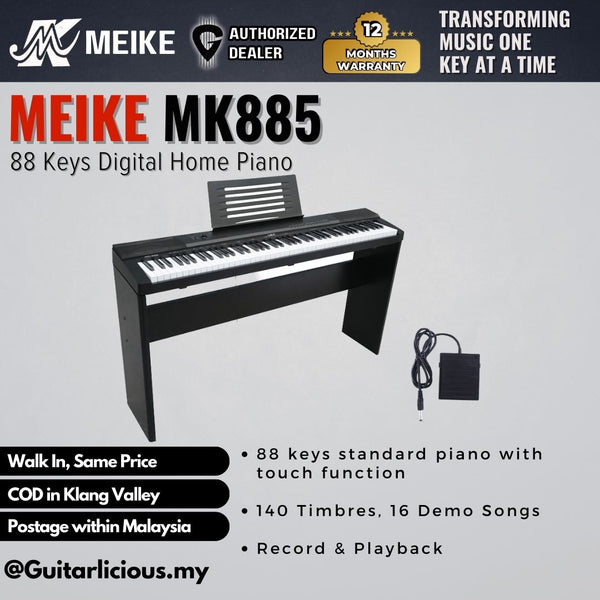 MEIKE 88 Keys Digital Electronic Piano with Semi-weighted Keys - (MK885) - B Stock