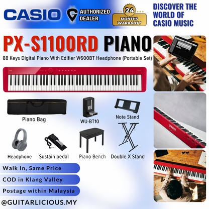 Casio Privia PX-S1100 88-key Digital Piano  -  RED ( PX-S1100RD )