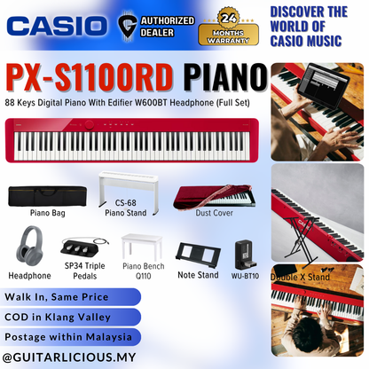 Casio Privia PX-S1100 88-key Digital Piano  -  RED ( PX-S1100RD )