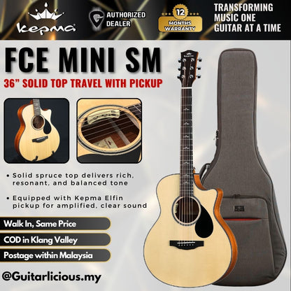 Kepma FC Mini SM Elite Series 36” Solid Top Travel Acoustic Guitar with Pickup ( FCe Mini-SM )