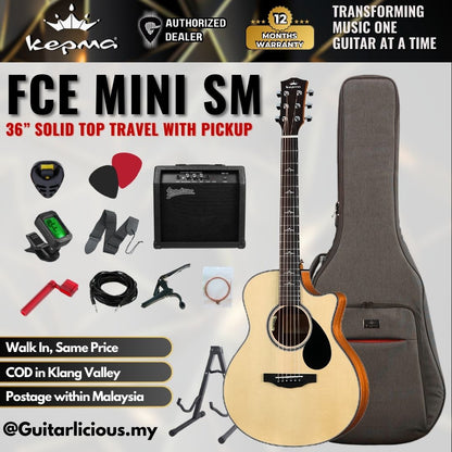 Kepma FC Mini SM Elite Series 36” Solid Top Travel Acoustic Guitar with Pickup ( FCe Mini-SM )