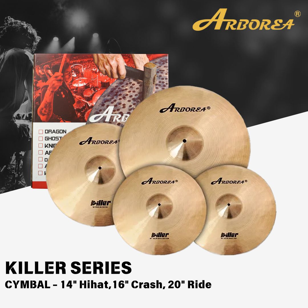 Arborea Killer Series B20 Cymbal Set 14 HH 16 Crash 20 Ride Arborea Killer Series B20 Cymbal Set 14 HH 16 Crash 20 Ride