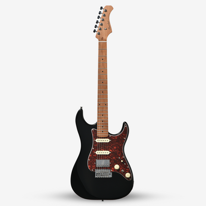 Bacchus GS-2DX RSM/M Universe Series HSS Electric Guitar with Roasted Maple Neck and Fretboard - Black