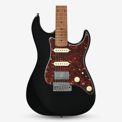 Bacchus GS-2DX RSM/M Universe Series HSS Electric Guitar with Roasted Maple Neck and Fretboard - Black