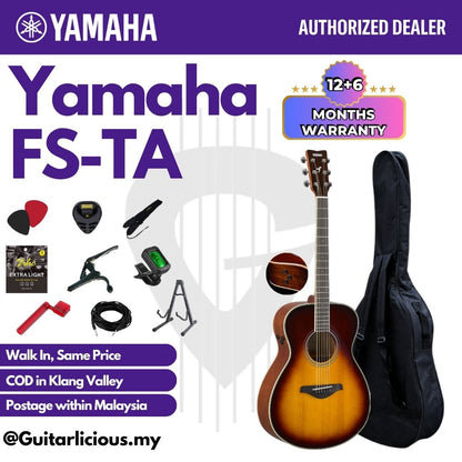 Yamaha FS-TA TransAcoustic Concert Solid Top Acoustic-Electric Guitar Built-in Chorus, Room & Hall Reverb - Brown Sunburst