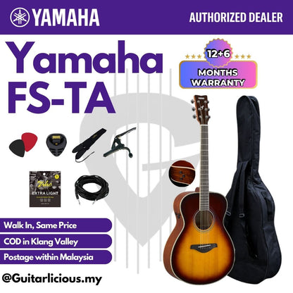 Yamaha FS-TA TransAcoustic Concert Solid Top Acoustic-Electric Guitar Built-in Chorus, Room & Hall Reverb - Brown Sunburst