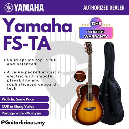 Yamaha FS-TA TransAcoustic Concert Solid Top Acoustic-Electric Guitar Built-in Chorus, Room & Hall Reverb - Brown Sunburst