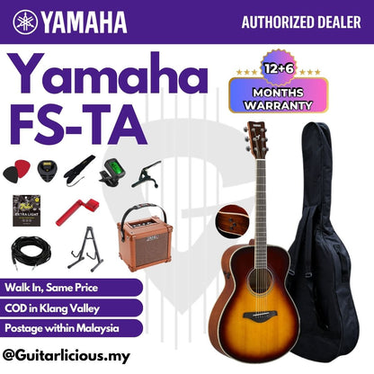 Yamaha FS-TA TransAcoustic Concert Solid Top Acoustic-Electric Guitar Built-in Chorus, Room & Hall Reverb - Brown Sunburst