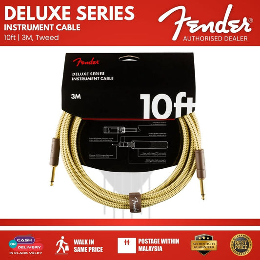 Fender Deluxe Series Instrument Cable, 10ft, Tweed