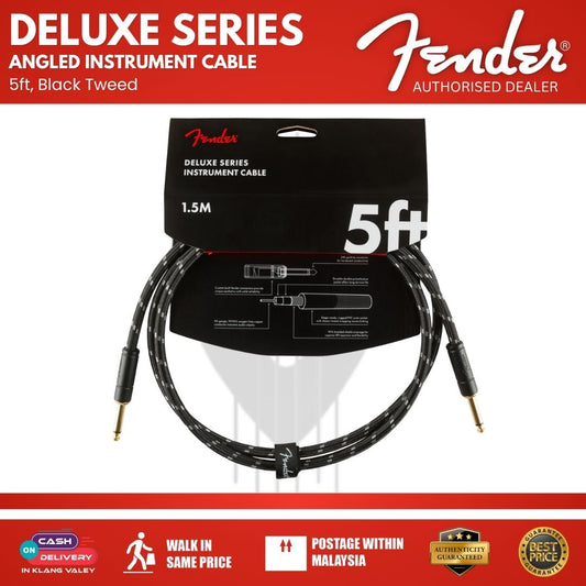 Fender Deluxe Series Instrument Cable, 5ft, Black Tweed