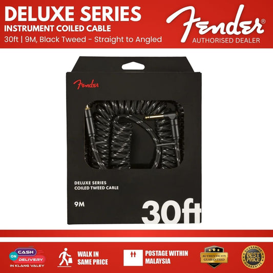 Fender Deluxe Coil Guitar Cable, Black Tweed, 30ft