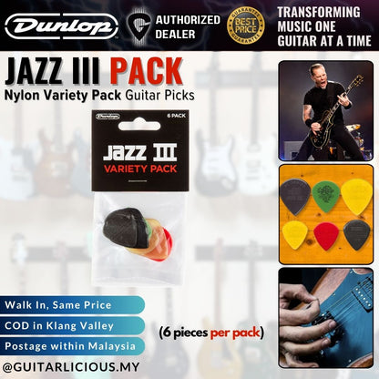 Jim Dunlop PVP103 Jazz III Variety Pack Guitar Picks (6 pcs/pack)
