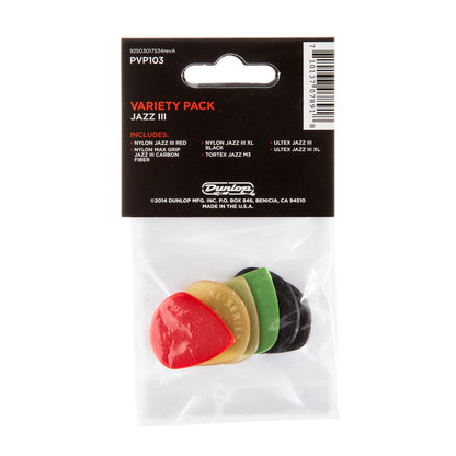 Jim Dunlop PVP103 Jazz III Variety Pack Guitar Picks (6 pcs/pack)