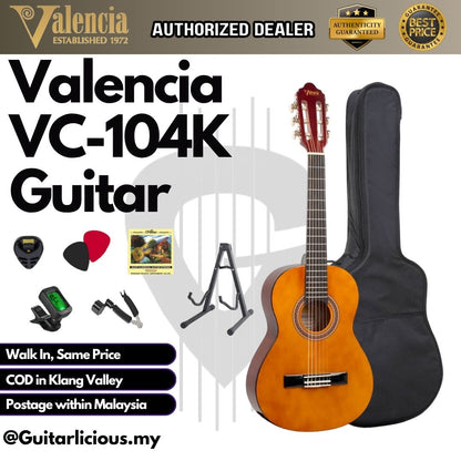 VALENCIA VC-104K 4/4 Classical Guitar C/w guitar bag & tuner