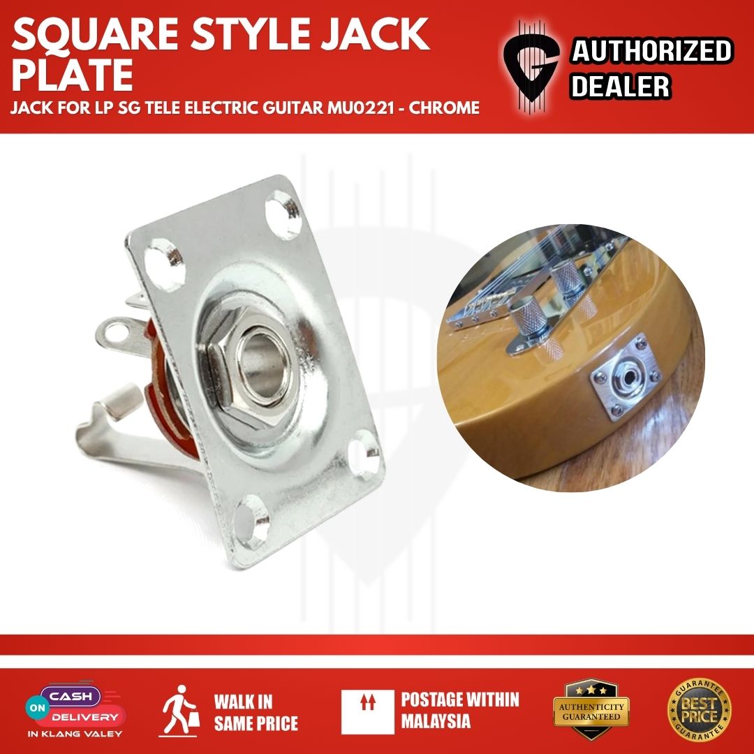 Square Style Jack Plate Guitar Bass Jack 1/4 Output Input Jack for