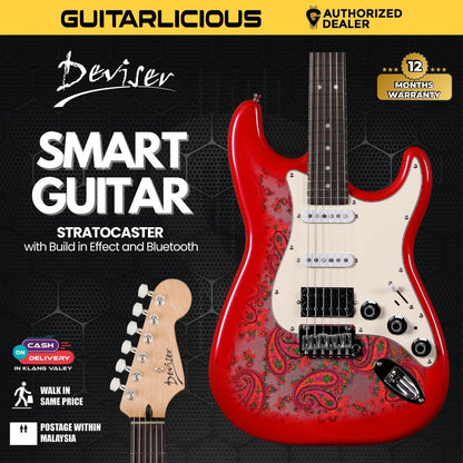 Deviser Smart Electric Guitar Stratocaster with Build in Effect and Bluetooth -Batik Red ( L-G1 / L-G3 )
