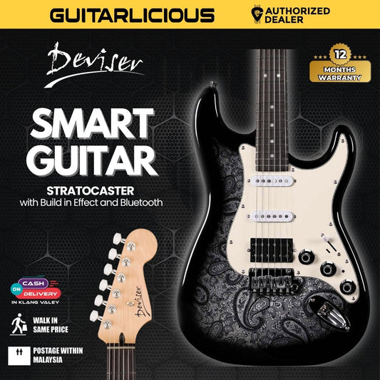 Deviser Smart Electric Guitar Stratocaster with Build in Effect and Bluetooth -Batik Black ( L-G1 / L-G3 )