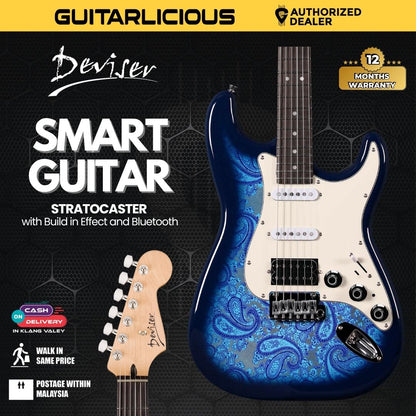 Deviser Smart Electric Guitar Stratocaster with Build in Effect and Bluetooth -Batik Blue ( L-G1 / L-G3 )