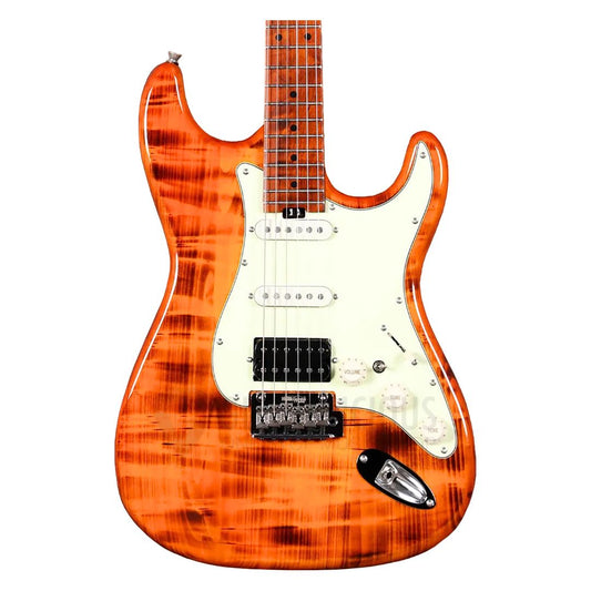 SQOE SEST980 HSS Roasted Maple Series Electric Guitar - Torched Natural ( SEST / SEST-980 / ST 980 )