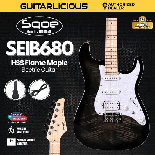 SQOE SEIB680 HSS with Flame Maple Top Electric Guitar ( Humbucker / SEIB 680/ SEIB - 680 )