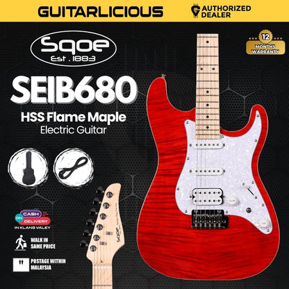 SQOE SEIB680 HSS with Flame Maple Top Electric Guitar ( Humbucker / SEIB 680/ SEIB - 680 )