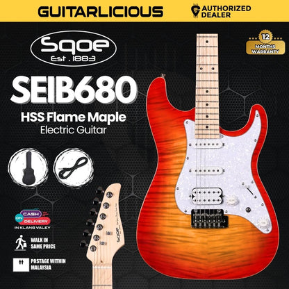 SQOE SEIB680 HSS with Flame Maple Top Electric Guitar ( Humbucker / SEIB 680/ SEIB - 680 )